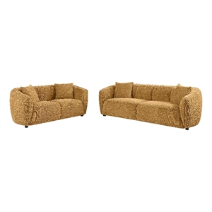 Pemberly Row 2-Piece Fabric Upholstered Sofa Set in Mustard Yellow