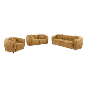 Pemberly Row 3-Piece Fabric Upholstered Sofa Set in Mustard Yellow