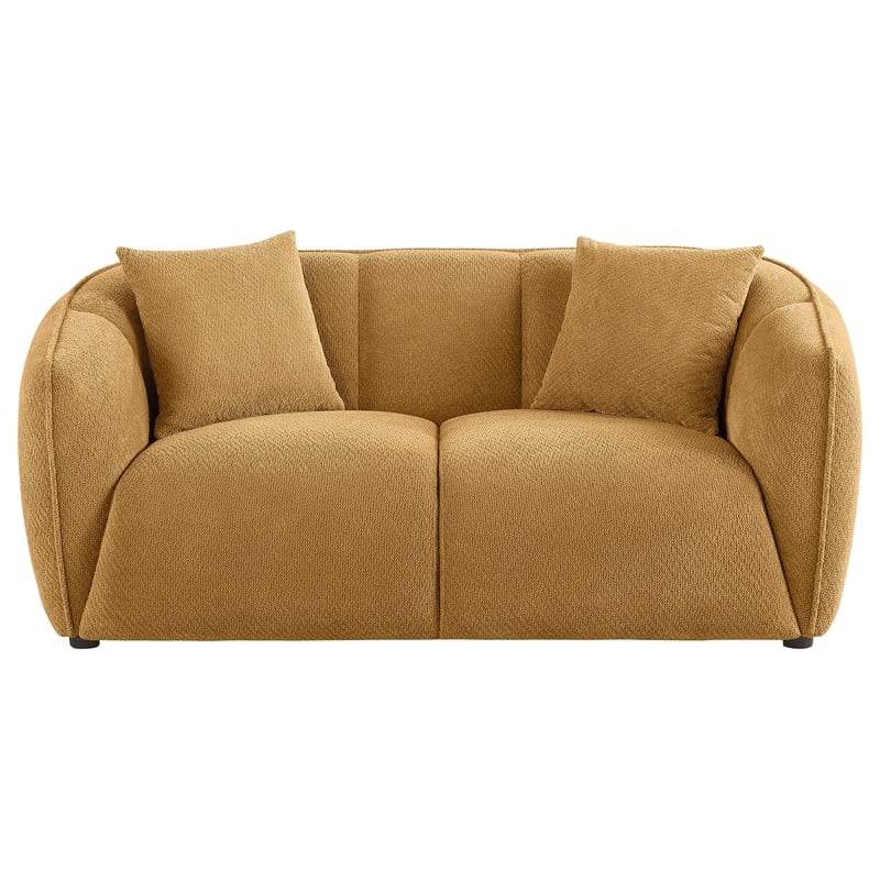 Pemberly Row Contemporary Fabric Upholstered Loveseat in Mustard Yellow