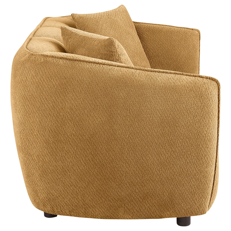 Pemberly Row Contemporary Fabric Upholstered Loveseat in Mustard Yellow