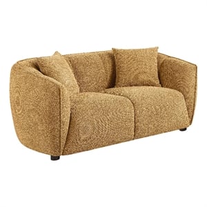Pemberly Row Contemporary Fabric Upholstered Loveseat in Mustard Yellow