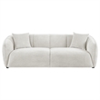 Pemberly Row Contemporary Fabric Upholstered Channel Back Sofa in Sand