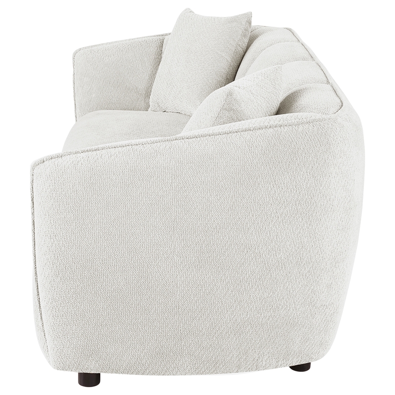 Pemberly Row Contemporary Fabric Upholstered Channel Back Sofa in Sand
