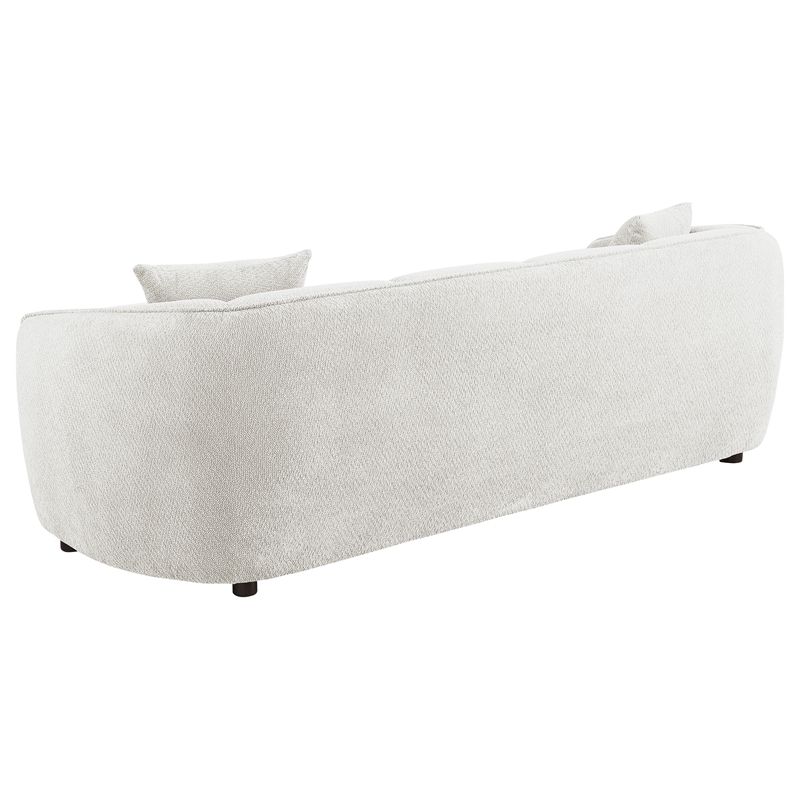 Pemberly Row Contemporary Fabric Upholstered Channel Back Sofa in Sand
