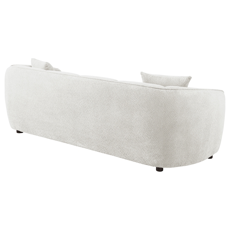 Pemberly Row Contemporary Fabric Upholstered Channel Back Sofa in Sand