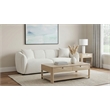 Pemberly Row Contemporary Fabric Upholstered Channel Back Sofa in Sand