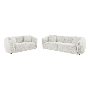 Pemberly Row Contemporary 2-Piece Fabric Upholstered Sofa Set in Sand