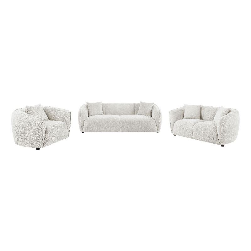 Pemberly Row Contemporary 3-Piece Fabric Upholstered Sofa Set in Sand