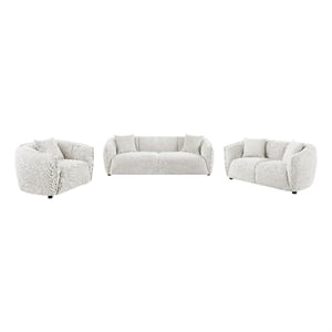 Pemberly Row Contemporary 3-Piece Fabric Upholstered Sofa Set in Sand