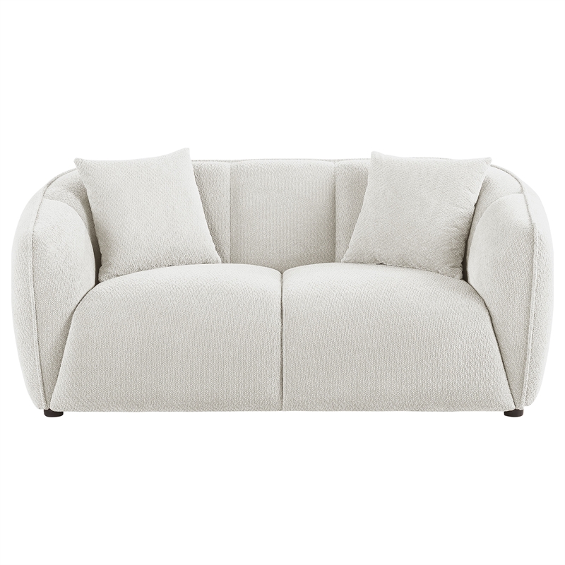 Pemberly Row Contemporary Fabric Upholstered Loveseat in Sand