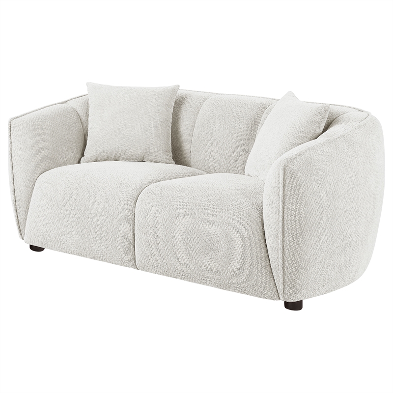 Pemberly Row Contemporary Fabric Upholstered Loveseat in Sand