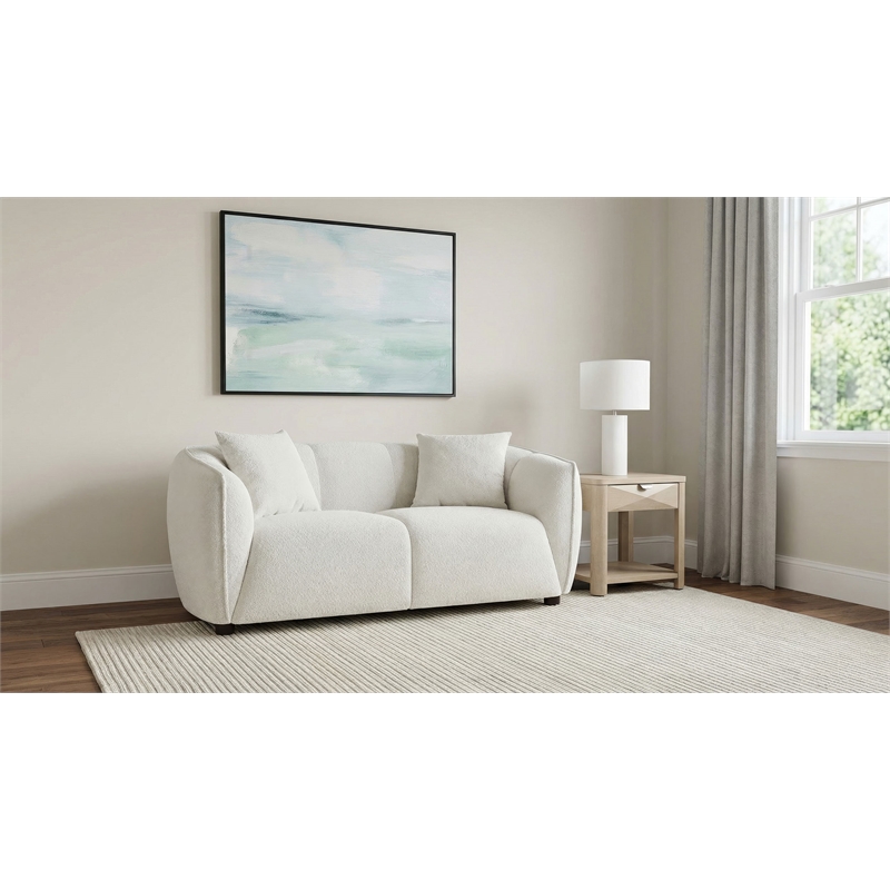 Pemberly Row Contemporary Fabric Upholstered Loveseat in Sand
