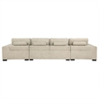 Pemberly Row U-Shaped Fabric Upholstered Sectional Sofa in Beige
