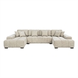 Pemberly Row U-Shaped Fabric Upholstered Sectional Sofa in Beige