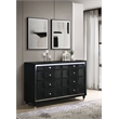 Pemberly Row 8-Drawer Velvet Upholstered LED Dresser in Black