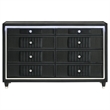 Pemberly Row 8-Drawer Velvet Upholstered LED Dresser in Black