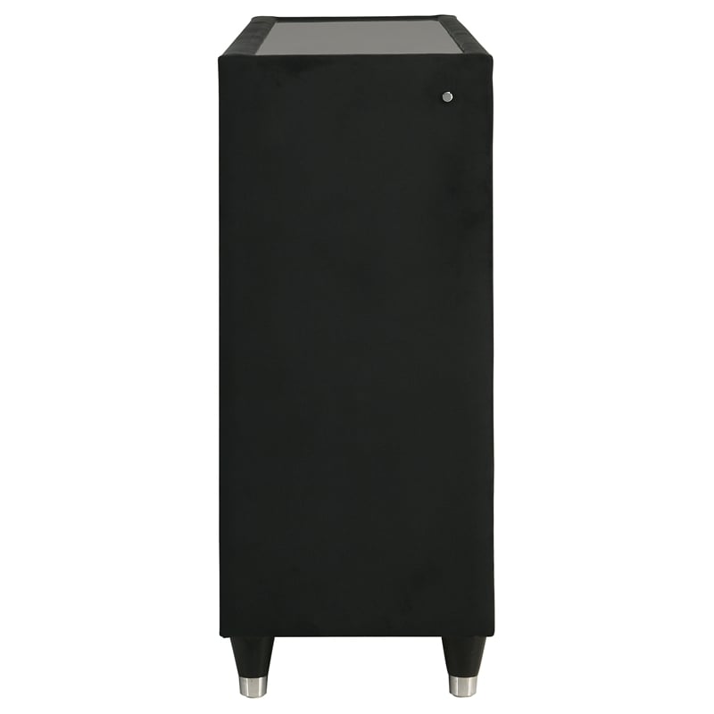 Pemberly Row 8-Drawer Velvet Upholstered LED Dresser in Black