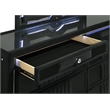 Pemberly Row 8-Drawer Velvet Upholstered LED Dresser in Black