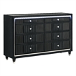 Pemberly Row 8-Drawer Velvet Upholstered LED Dresser in Black
