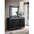 Pemberly Row 8-Drawer Velvet Upholstered LED Dresser and Mirror in Black