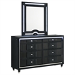 Pemberly Row 8-Drawer Velvet Upholstered LED Dresser and Mirror in Black