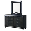 Pemberly Row 8-Drawer Velvet Upholstered LED Dresser and Mirror in Black