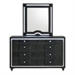Pemberly Row 8-Drawer Velvet Upholstered LED Dresser and Mirror in Black