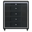Pemberly Row 5-Drawer Velvet Upholstered LED Chest of Drawers in Black
