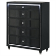 Pemberly Row 5-Drawer Velvet Upholstered LED Chest of Drawers in Black