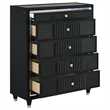 Pemberly Row 5-Drawer Velvet Upholstered LED Chest of Drawers in Black