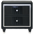 Pemberly Row 2-Drawer Velvet Upholstered LED Nightstand with USB in Black