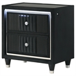 Pemberly Row 2-Drawer Velvet Upholstered LED Nightstand with USB in Black