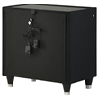 Pemberly Row 2-Drawer Velvet Upholstered LED Nightstand with USB in Black
