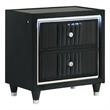 Pemberly Row 2-Drawer Velvet Upholstered LED Nightstand with USB in Black