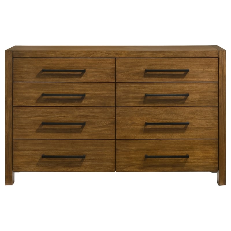 Pemberly Row 8-Drawer Transitional Wood Dresser in Warm Brown
