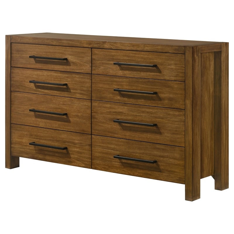 Pemberly Row 8-Drawer Transitional Wood Dresser in Warm Brown
