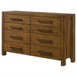 Pemberly Row 8-Drawer Transitional Wood Dresser in Warm Brown