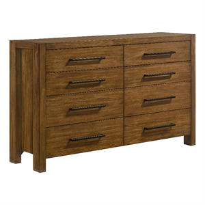 Pemberly Row 8-Drawer Transitional Wood Dresser in Warm Brown