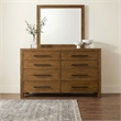 Pemberly Row 8-Drawer Wood Dresser and Mirror Set in Warm Brown