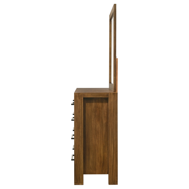 Pemberly Row 8-Drawer Wood Dresser and Mirror Set in Warm Brown