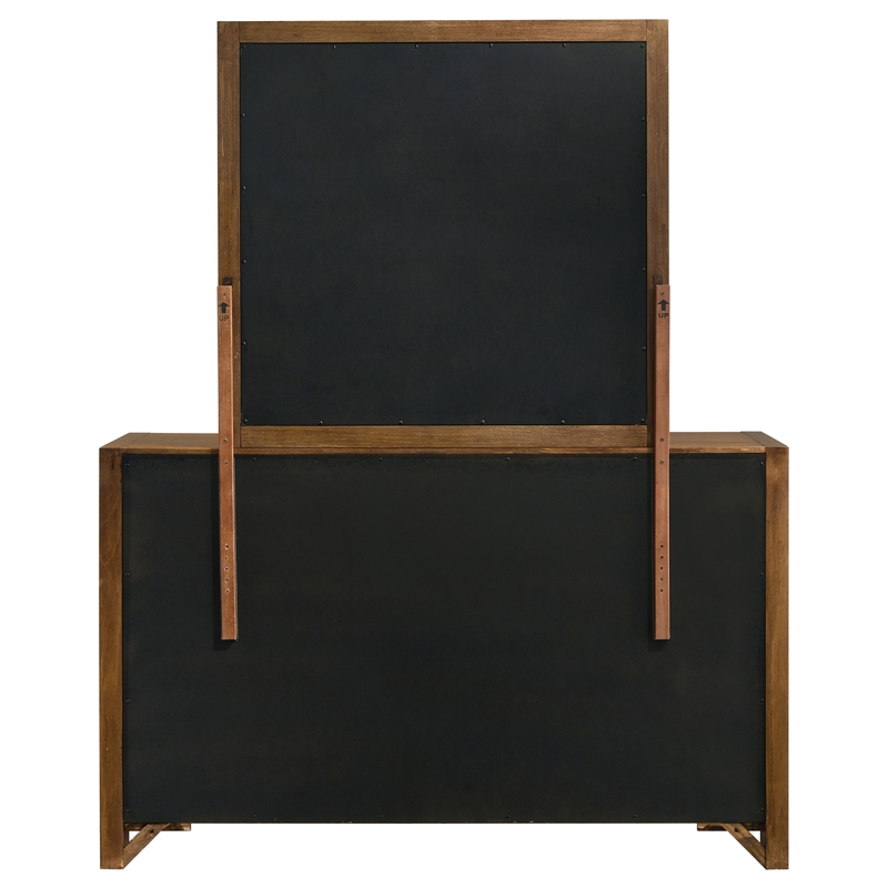 Pemberly Row 8-Drawer Wood Dresser and Mirror Set in Warm Brown
