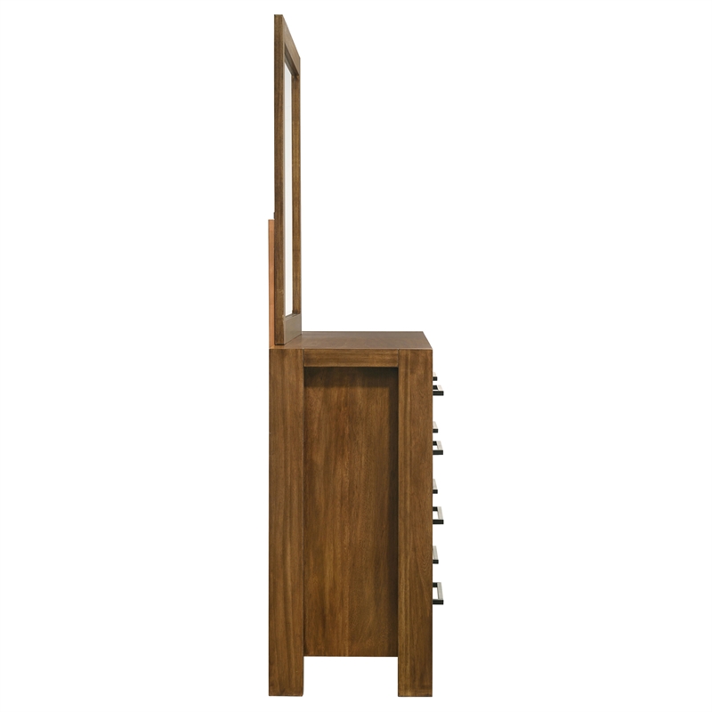 Pemberly Row 8-Drawer Wood Dresser and Mirror Set in Warm Brown