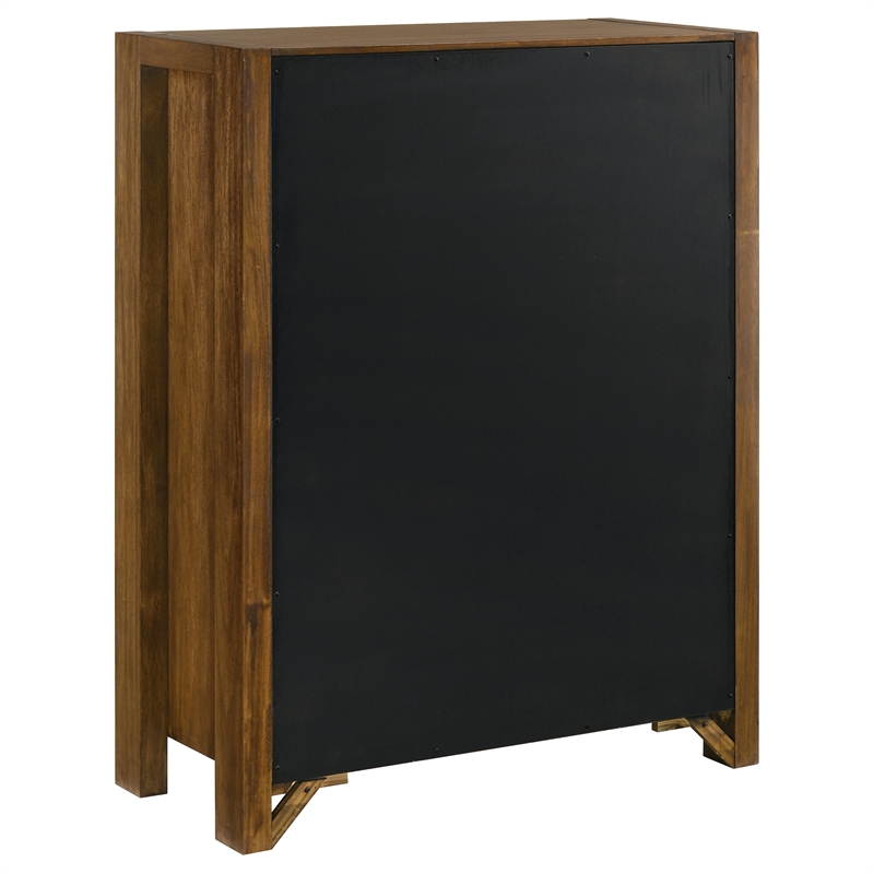 Pemberly Row 5-Drawer Transitional Wood Chest of Drawers in Warm Brown