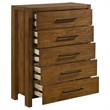 Pemberly Row 5-Drawer Transitional Wood Chest of Drawers in Warm Brown