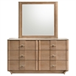 Pemberly Row 6-Drawer Sinter Stone Top Dresser and Mirror in Light Oak