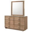 Pemberly Row 6-Drawer Sinter Stone Top Dresser and Mirror in Light Oak