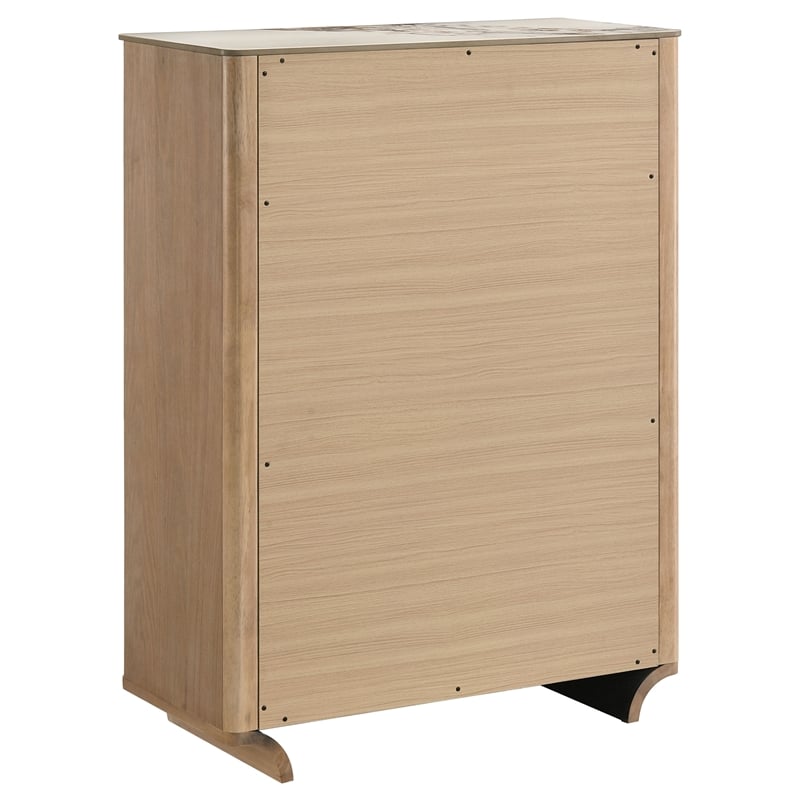 Pemberly Row 5-Drawer Sinter Stone Top Chest of Drawers in Light Oak