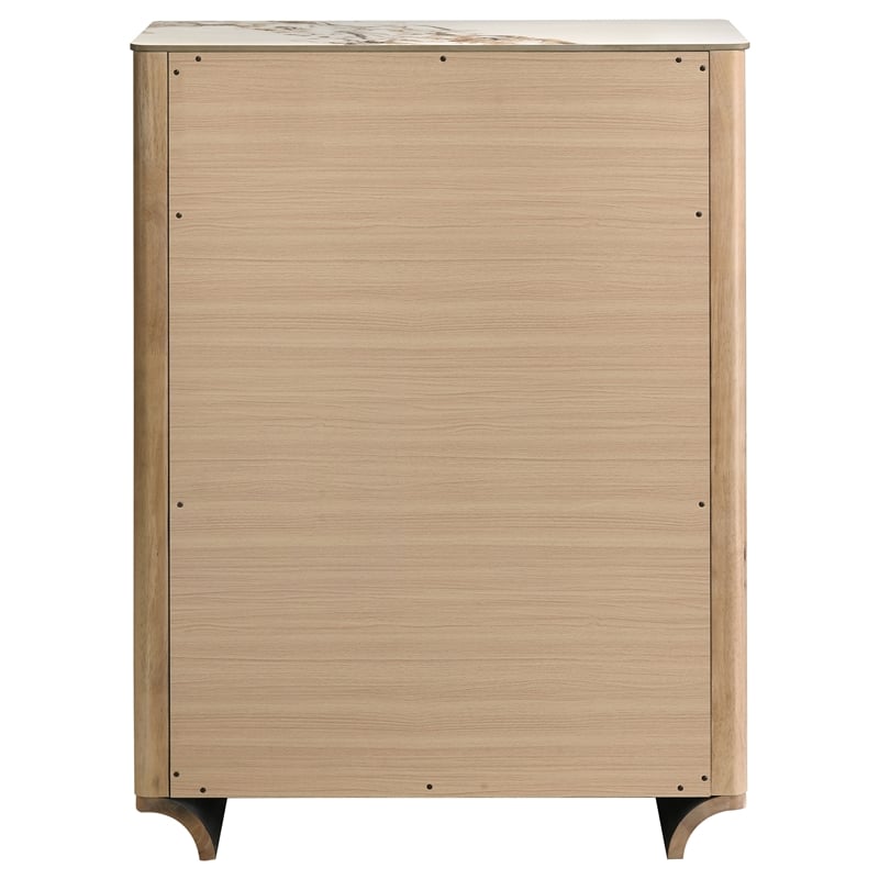 Pemberly Row 5-Drawer Sinter Stone Top Chest of Drawers in Light Oak
