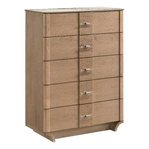 Pemberly Row 5-Drawer Sinter Stone Top Chest of Drawers in Light Oak