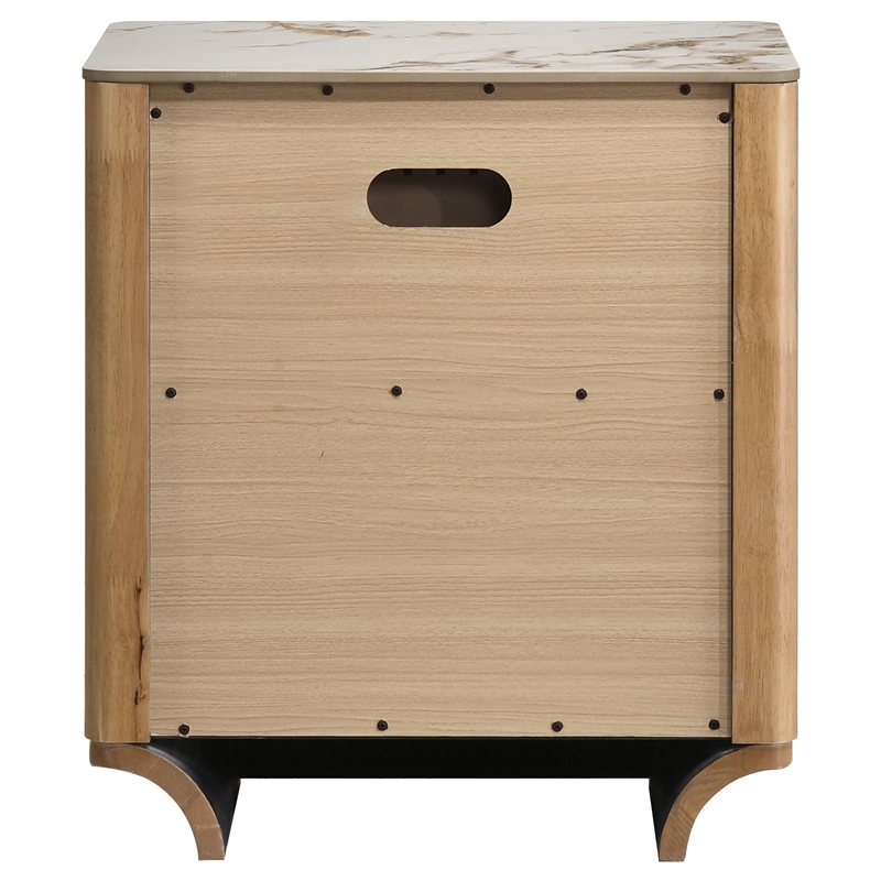 Pemberly Row 2-Drawer Nightstand with Sintered Stone Top in Light Oak